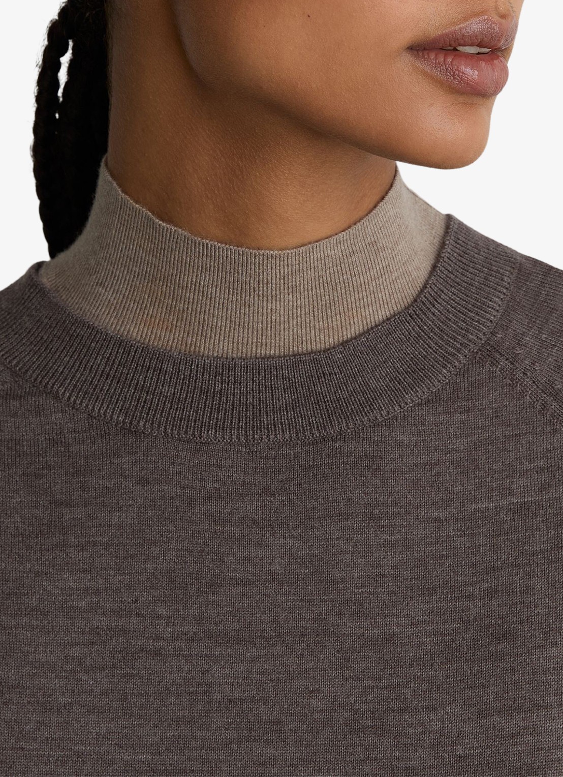Reiss Suzzie fijngebreid T-Shirt in merino wolblend - detail 5 bruin