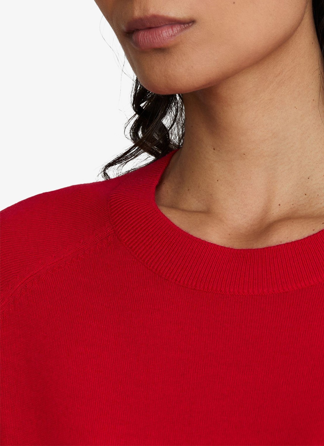 Reiss Suzzie fijngebreid T-Shirt in merino wolblend - detail 2 rood