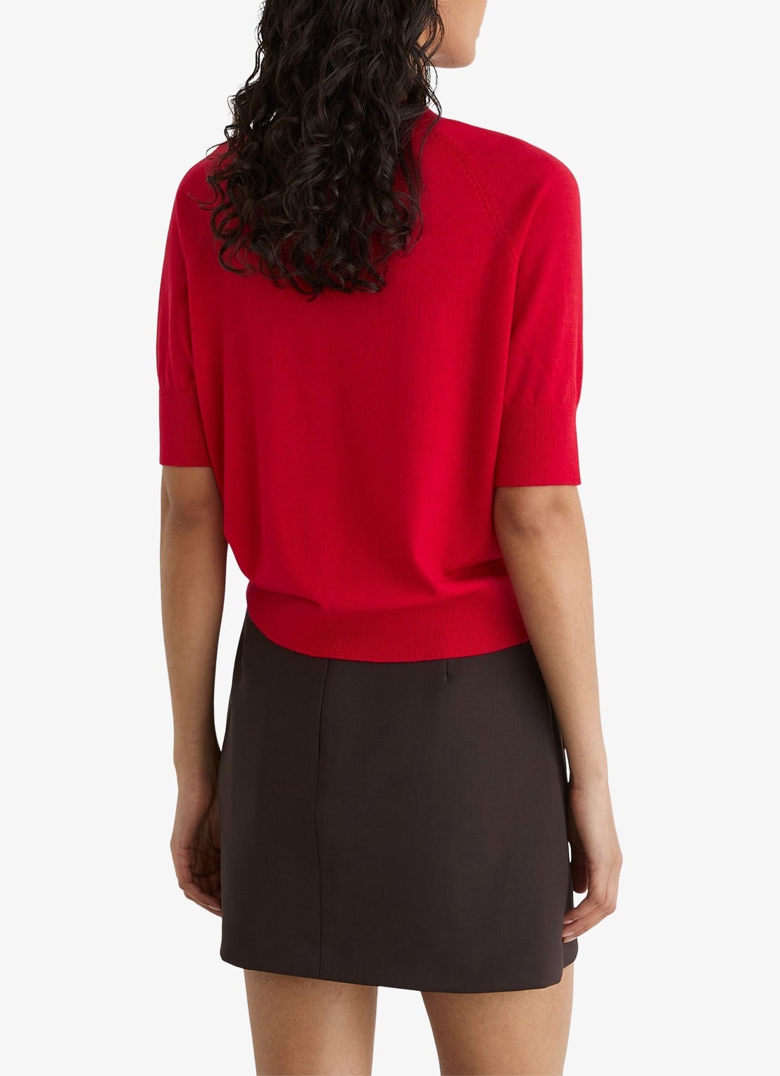 Reiss SUZZIE Ultra-Soft Merino Wool Crew-Neck T-Shirt - achterkant 4 rood