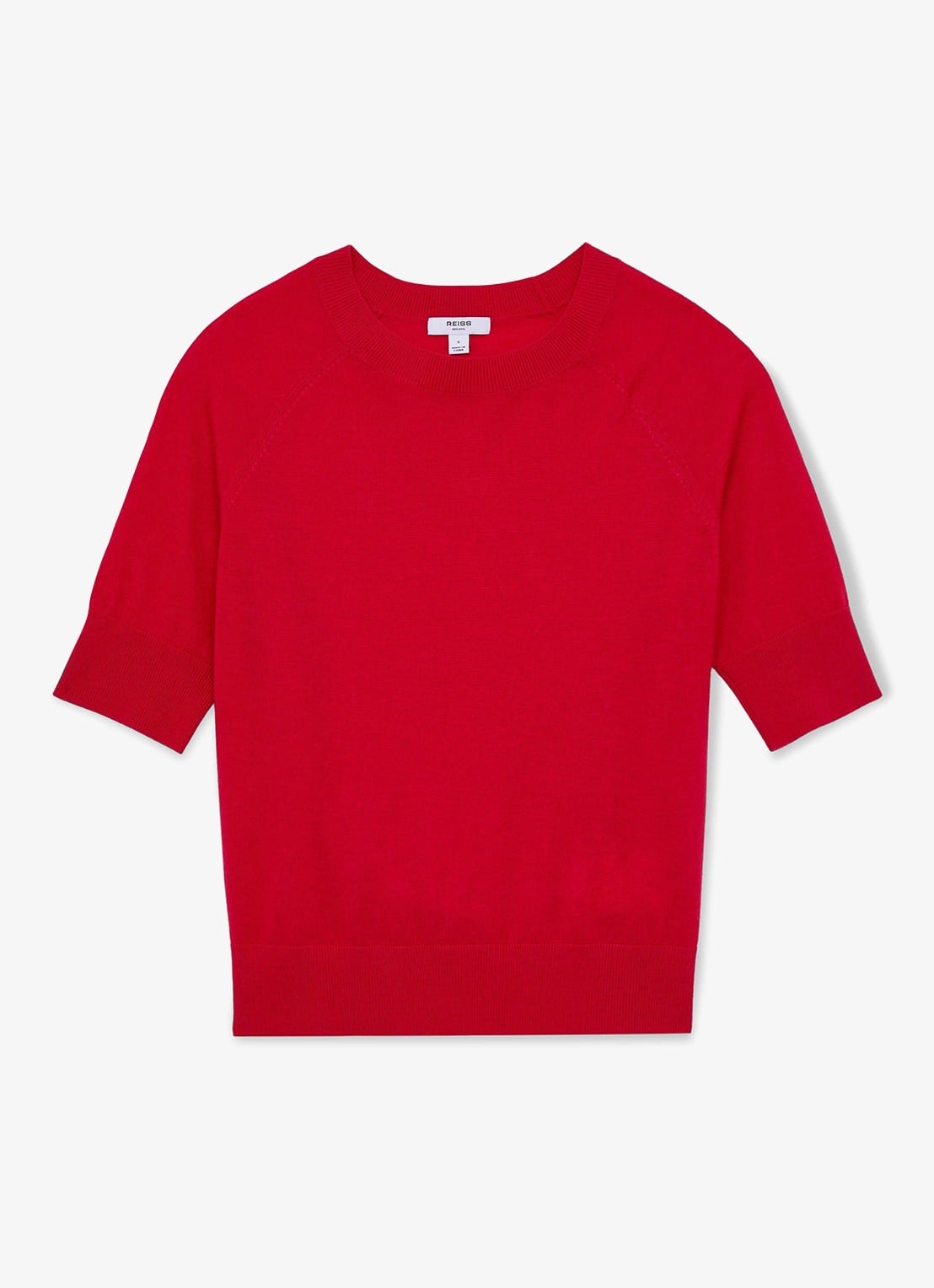 Reiss SUZZIE Ultra-Soft Merino Wool Crew-Neck T-Shirt - voorkant 5 rood