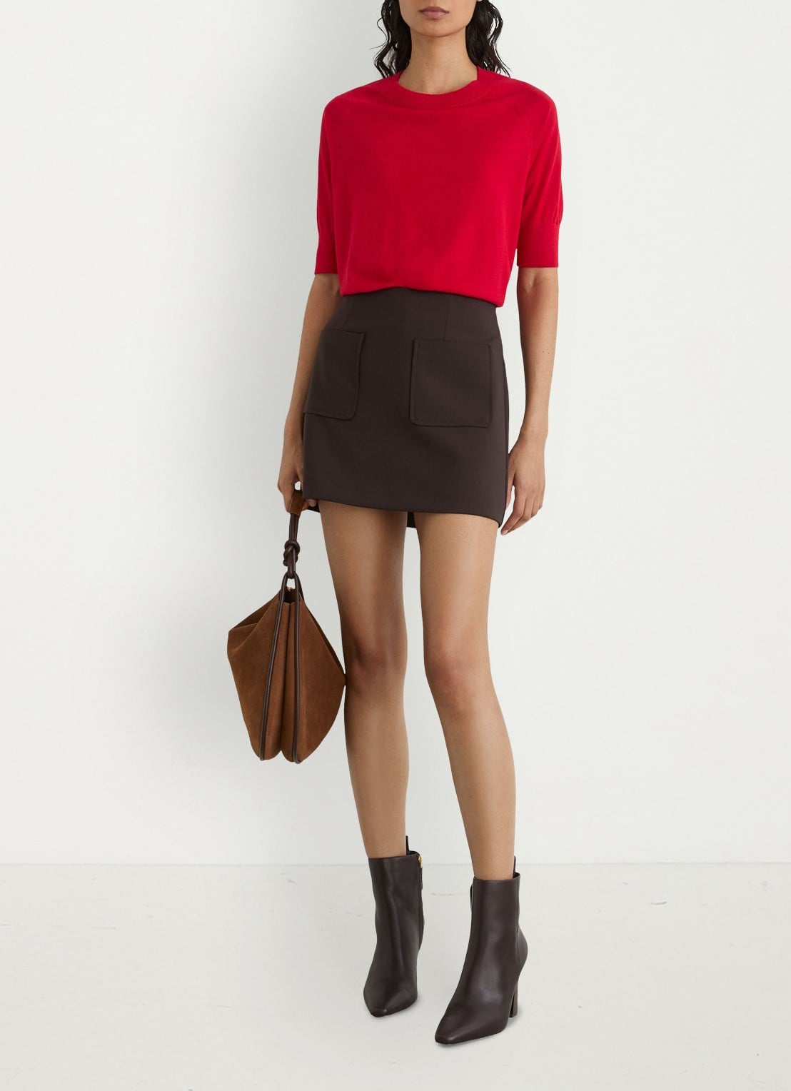 Reiss SUZZIE Ultra-Soft Merino Wool Crew-Neck T-Shirt - voorkant 6 rood