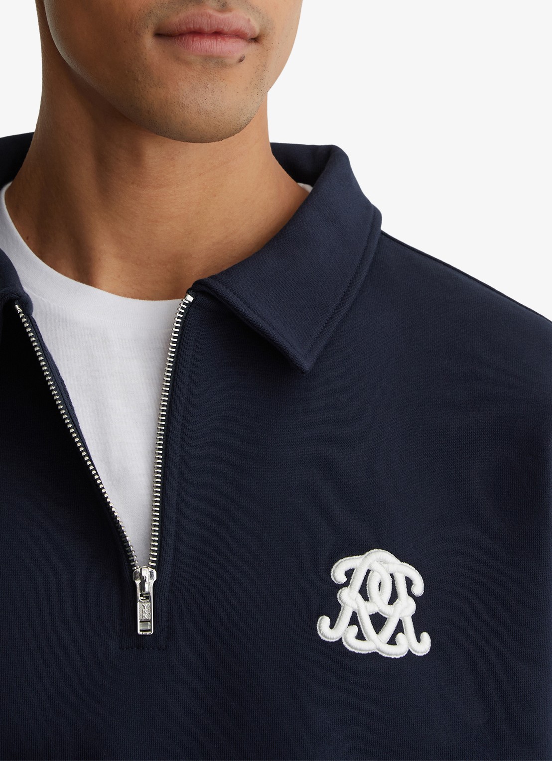 Reiss Sweater met halve rits - detail 5 donkerblauw