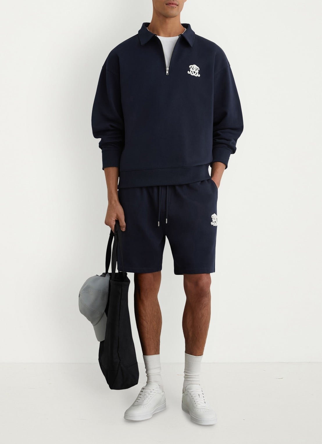 Reiss Sweater met halve rits - voorkant 3 donkerblauw