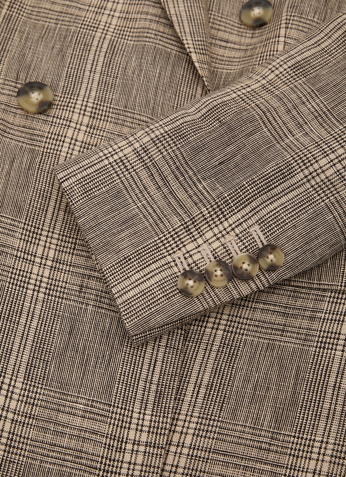 Reiss Sybil blazer met ruit dessin - detail 3 donkerbeige