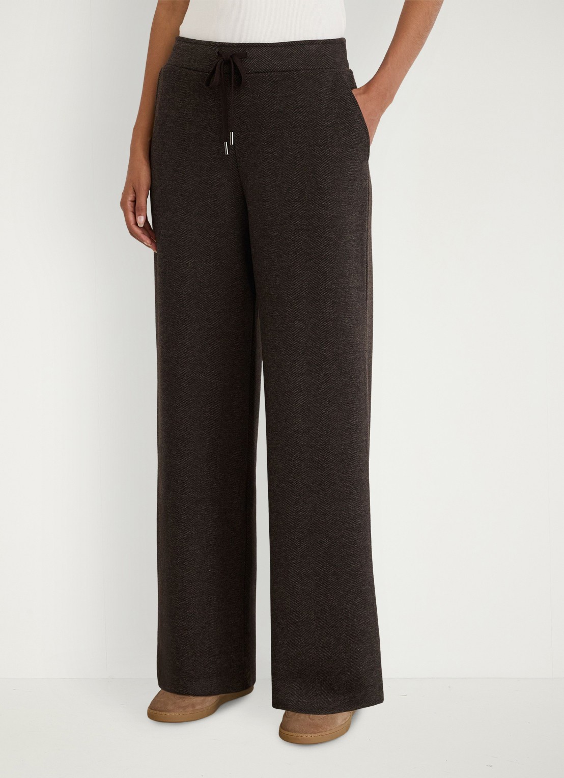Reiss Sylvie mid waist wide leg joggingbroek  - detail 4 donkerbruin