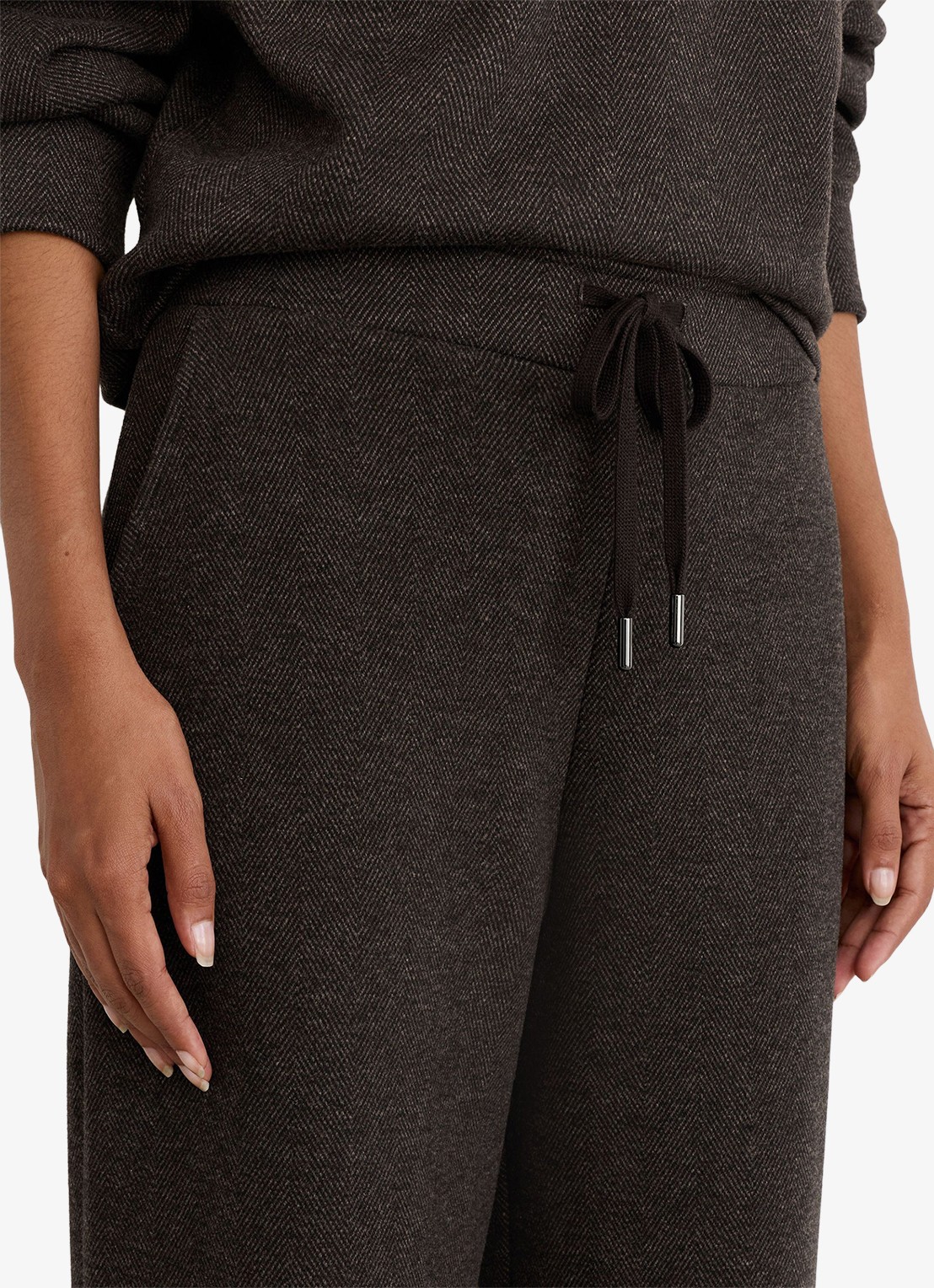 Reiss Sylvie mid waist wide leg joggingbroek  - detail 5 donkerbruin