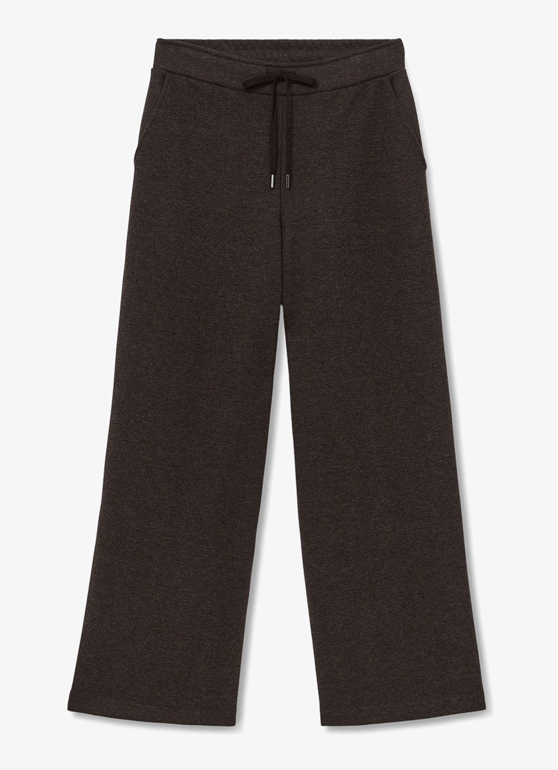 Reiss Sylvie mid waist wide leg joggingbroek  - voorkant donkerbruin