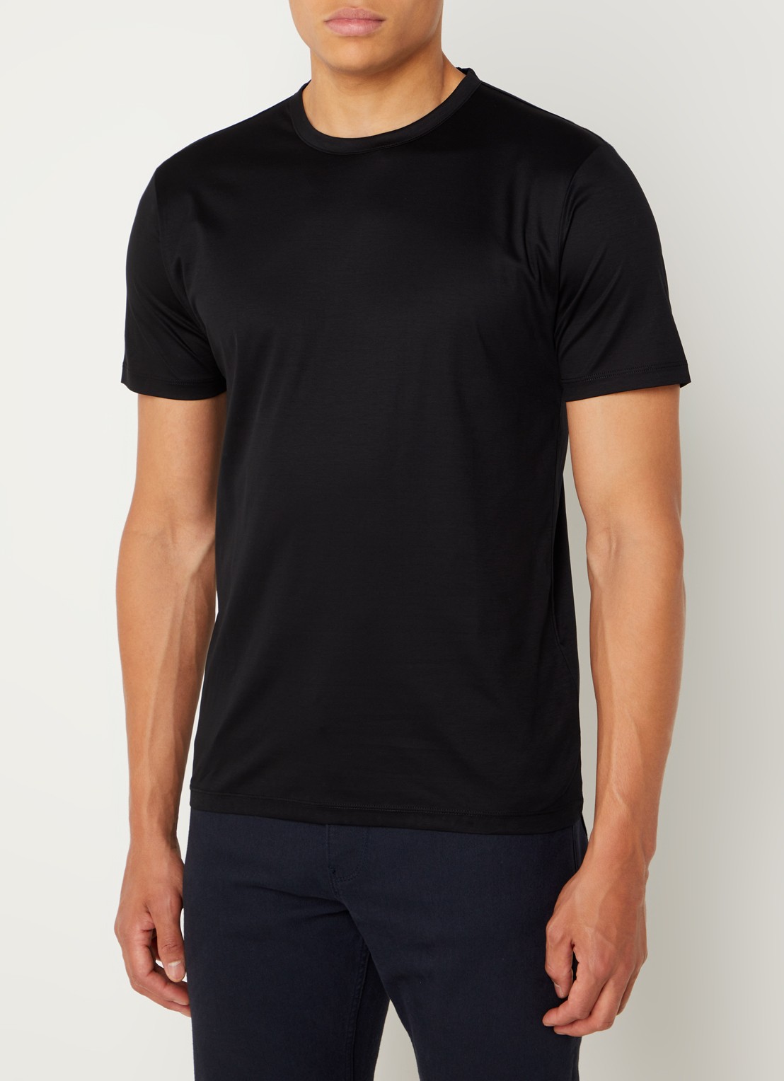 Reiss T-shirt van pima katoen  - detail zwart