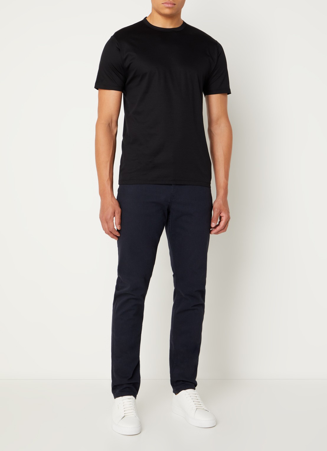 Reiss T-shirt van pima katoen  - voorkant 4 zwart