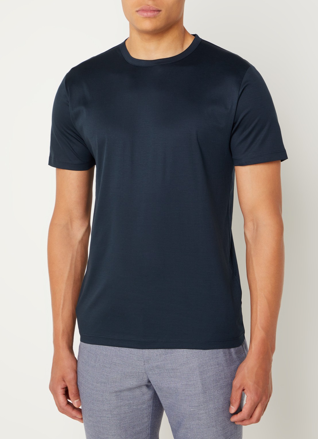 Reiss T-shirt van pima katoen  - detail 2 donkerblauw