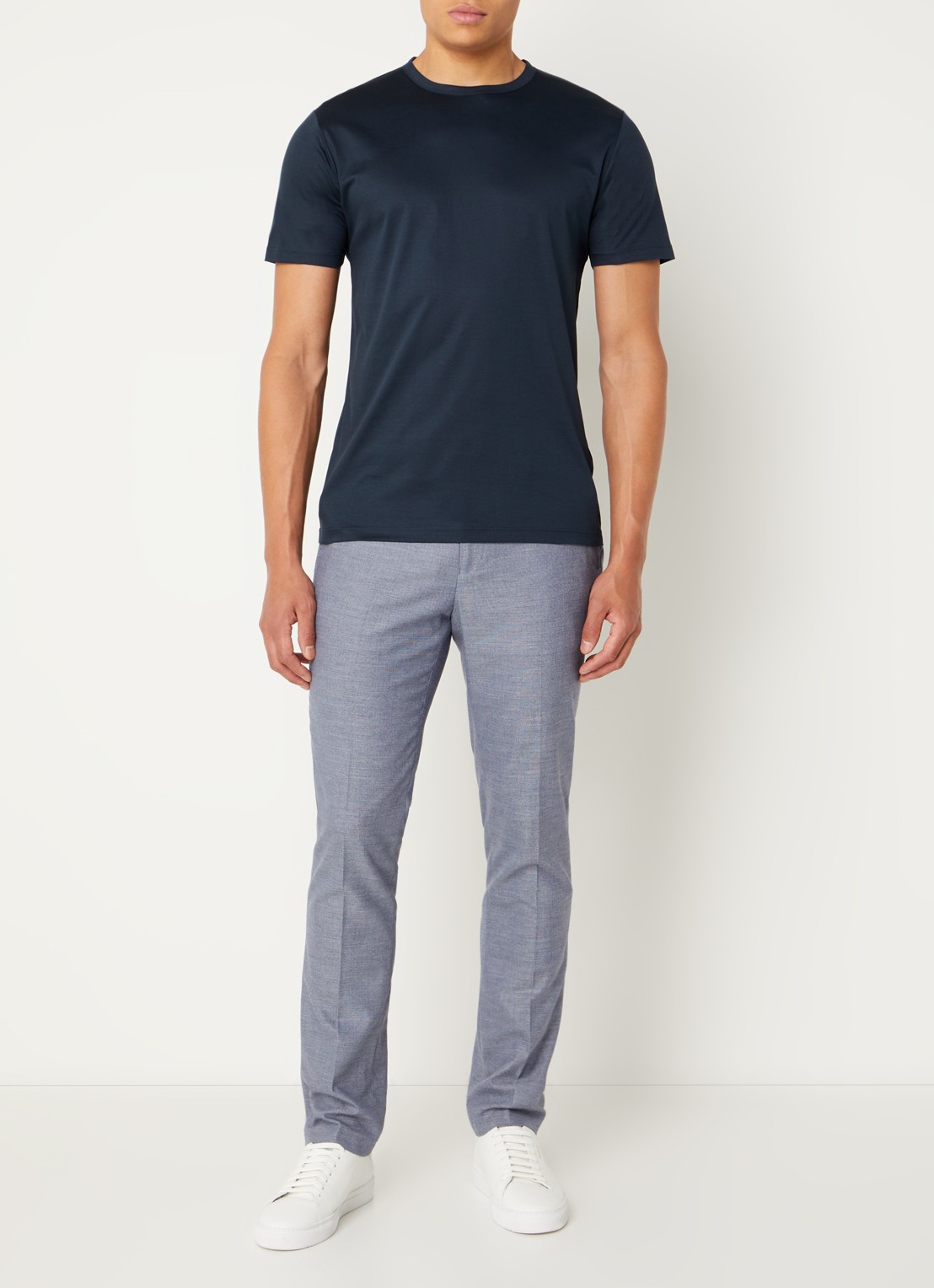 Reiss T-shirt van pima katoen  - voorkant 4 donkerblauw