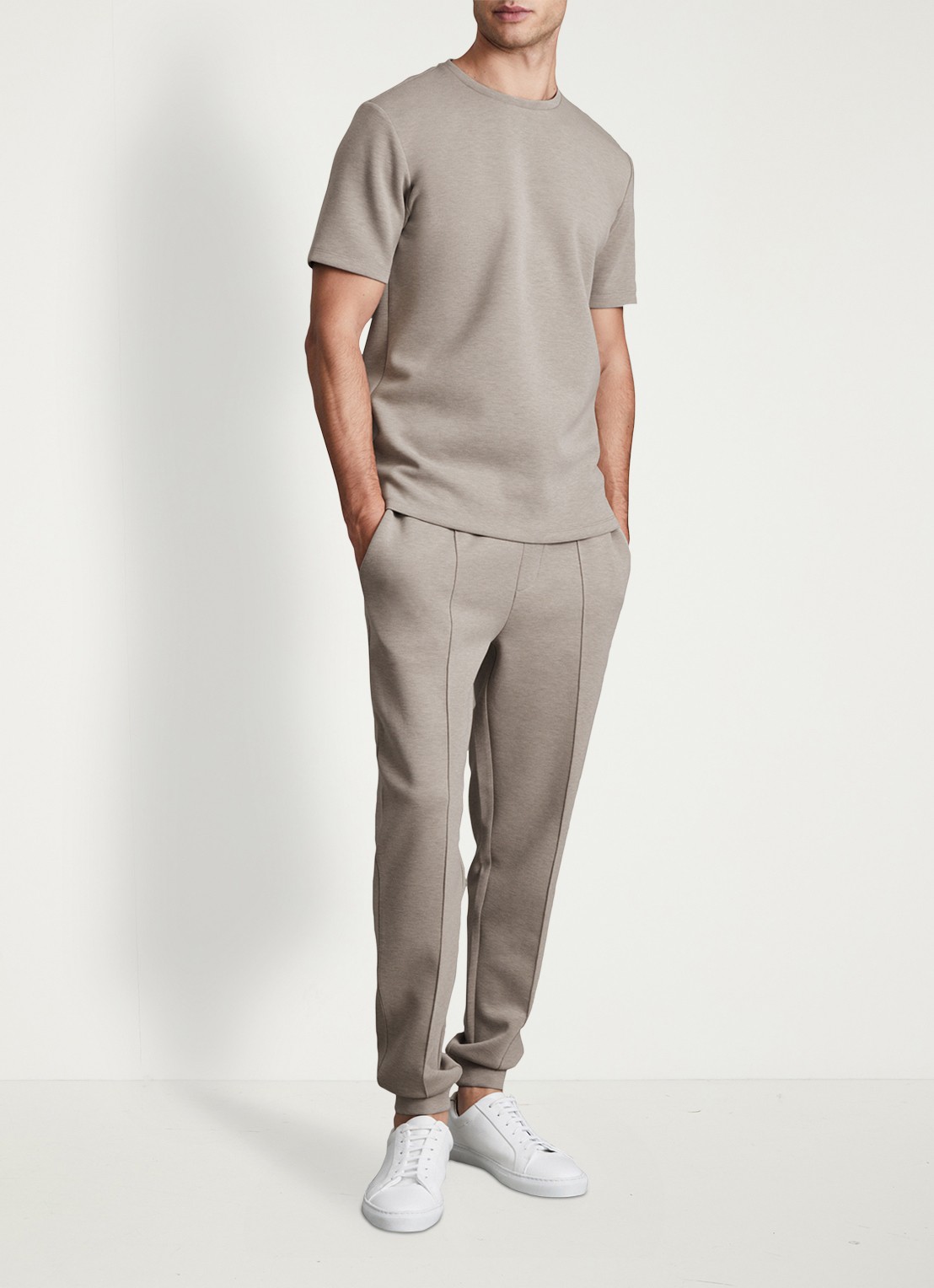 Reiss T-shirt van scuba - voorkant 2 taupe