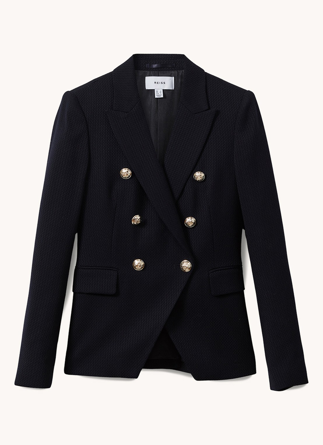 Reiss Tally double breasted blazer met sierknopen - voorkant 3 blauw