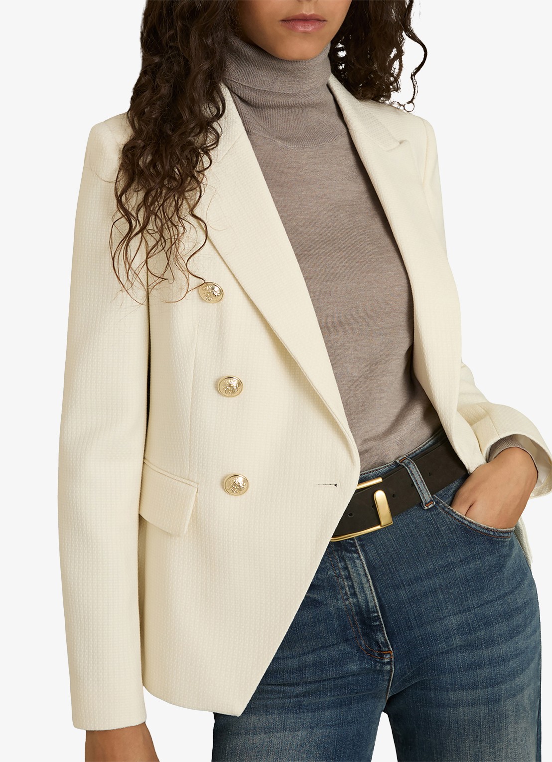 Reiss Tally double breasted blazer met sierknopen - detail 3 wit