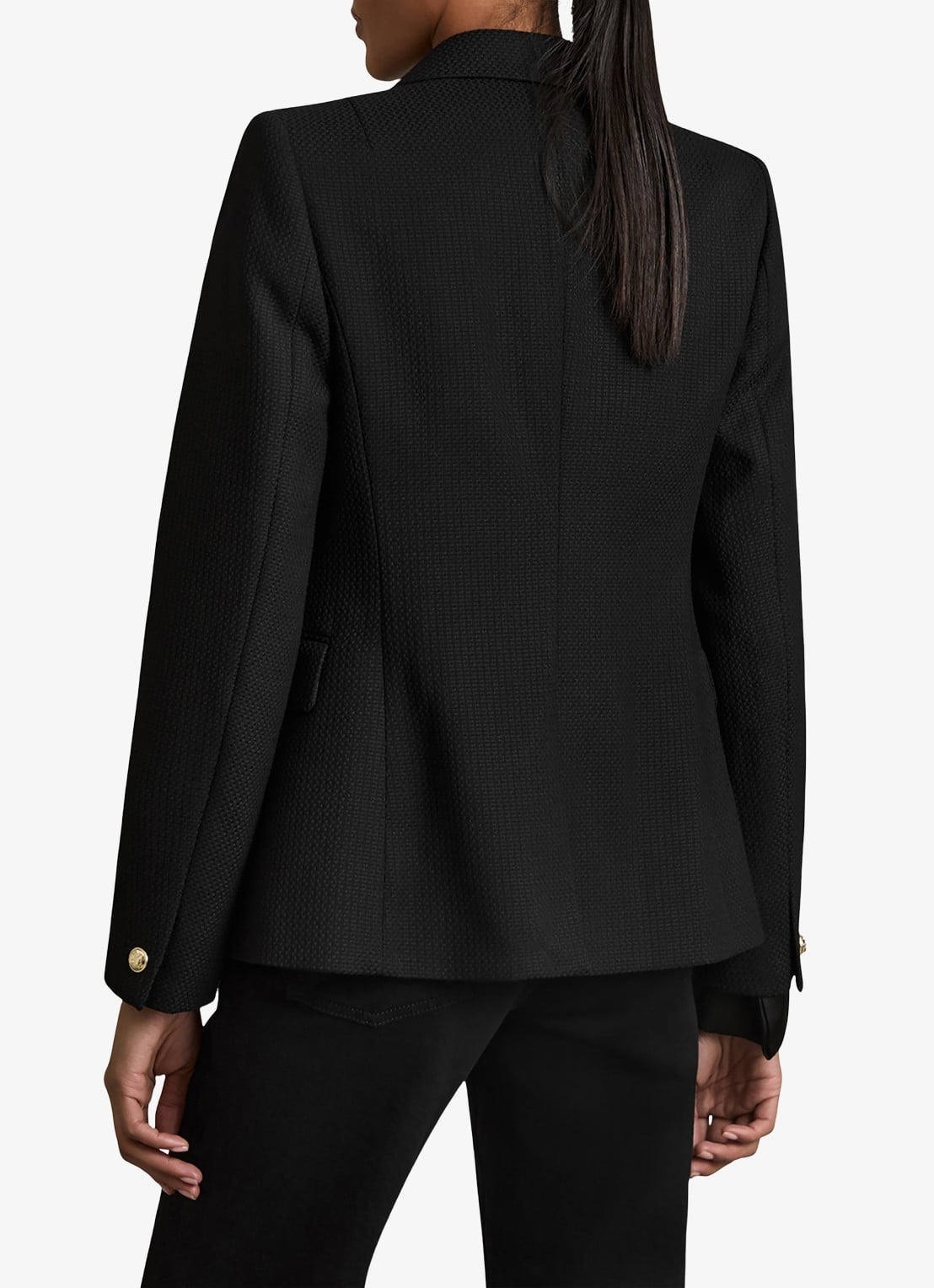 Reiss Tally double breasted blazer met sierknopen - achterkant 3 black / zwart