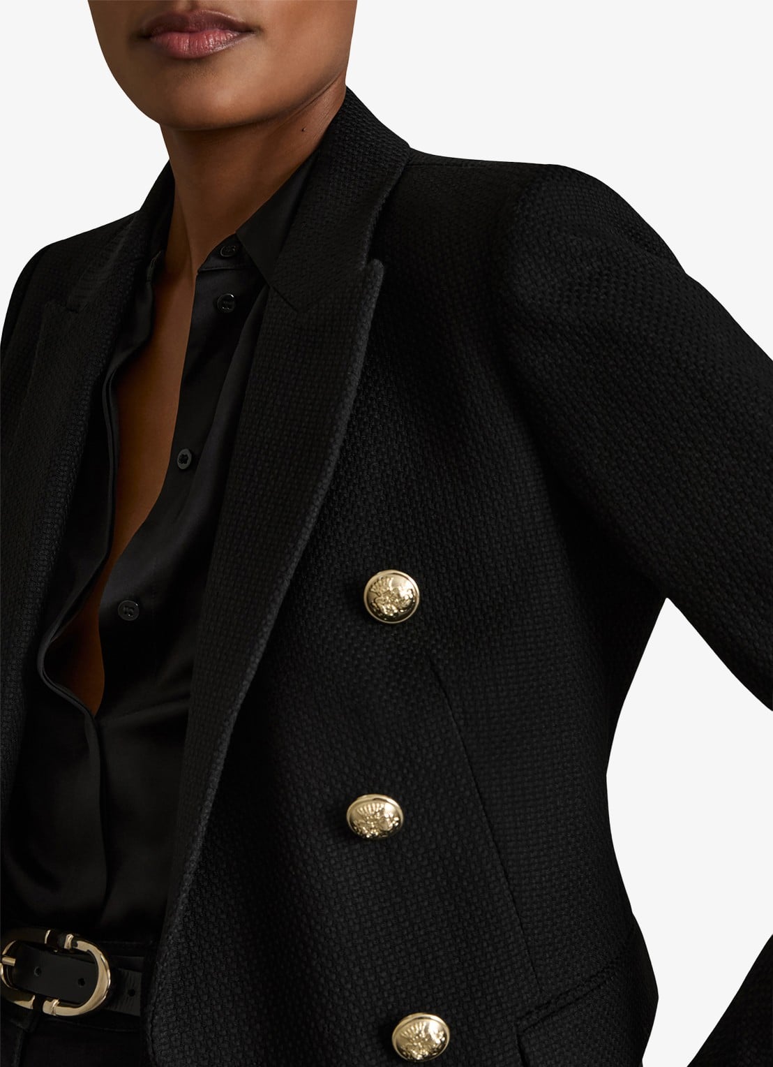 Reiss Tally double breasted blazer met sierknopen - detail 5 black / zwart