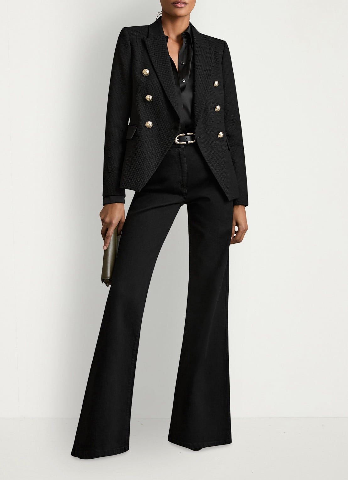 Reiss Tally double breasted blazer met sierknopen - voorkant 2 black / zwart