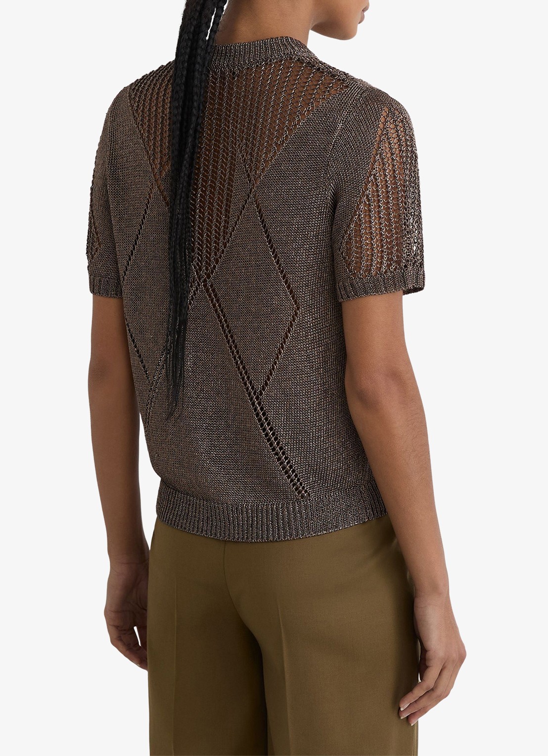Reiss Tamsin top met opengewerkt dessin - achterkant 6 donkergrijs