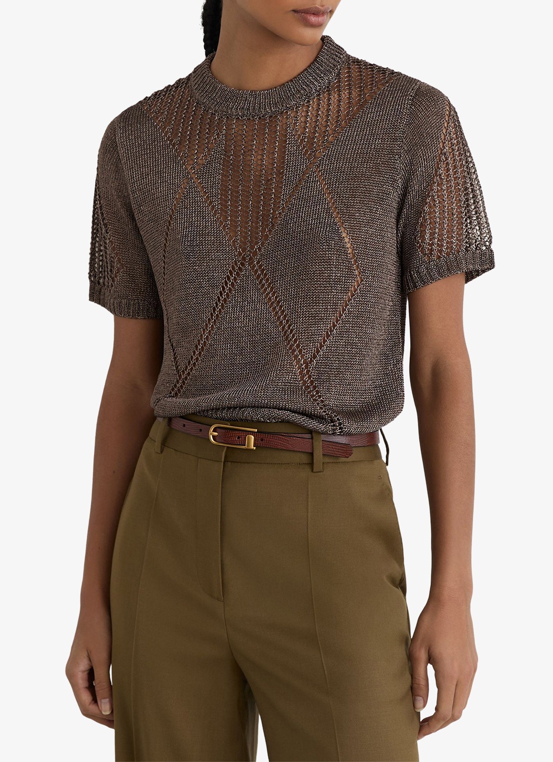 Reiss Tamsin top met opengewerkt dessin - detail 3 donkergrijs