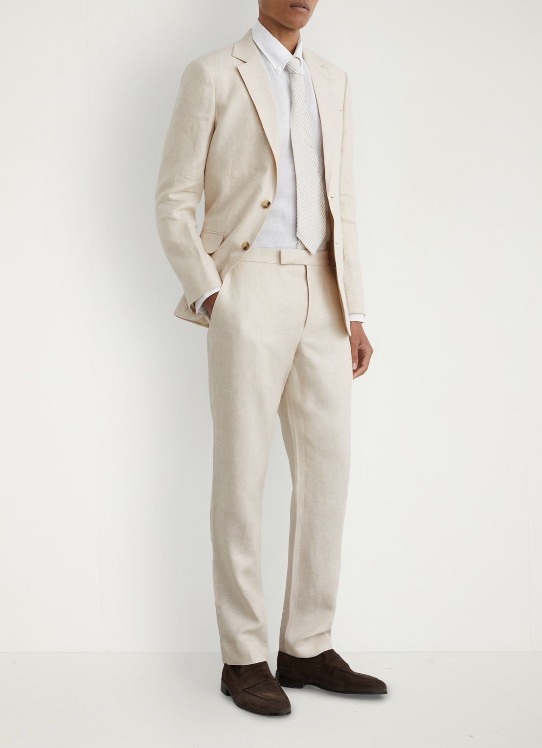 Reiss Tapered fit chino met knoop detail - voorkant 6 stone / beige