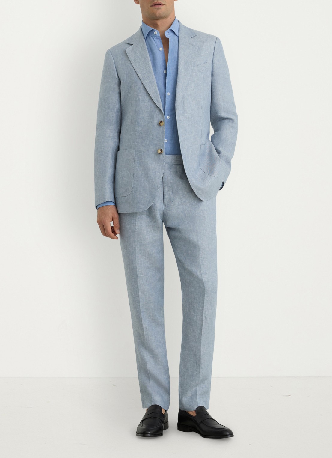 Reiss Tapered fit chino met knoop detail - voorkant 3 lichtblauw