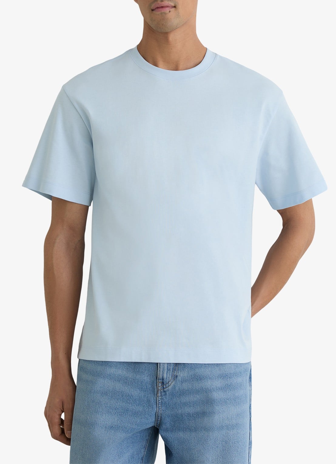 Reiss TATE Cotton Pigment-Dyed Relaxed-Fit T-Shirt - detail 4 lichtblauw