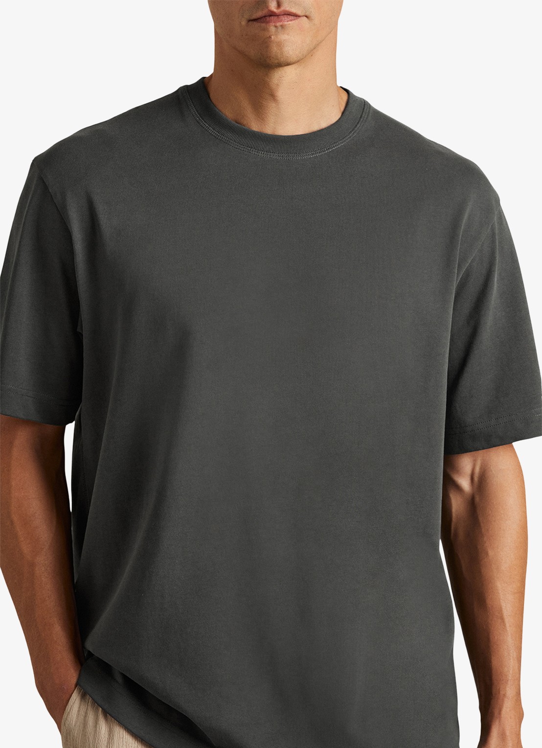 Reiss Tate T-shirt met ronde hals  - detail 4 antraciet