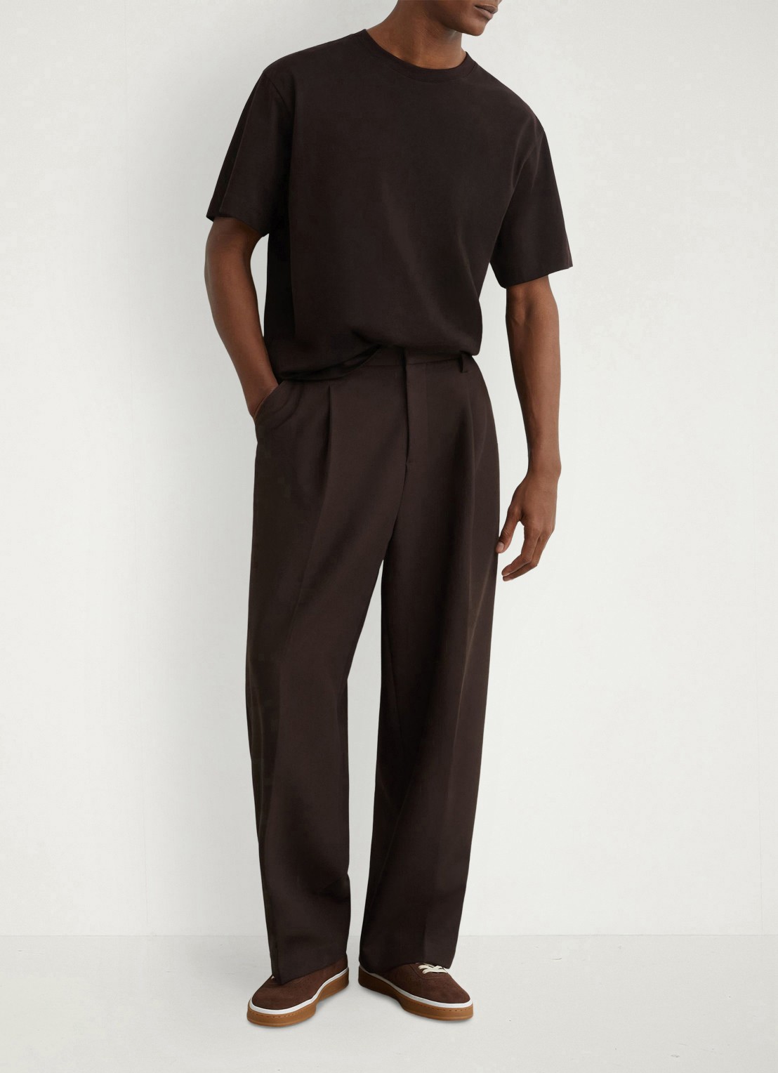 Reiss Tate T-shirt met stretch - voorkant 7 donkerbruin