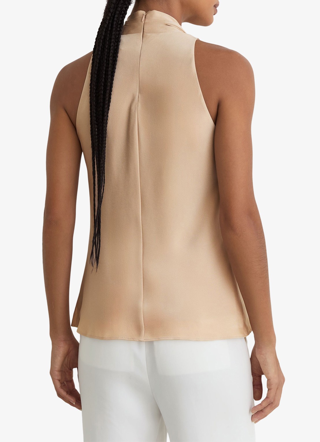 Reiss Taylor mouwloze top met sjaalkraag - achterkant neutral / beige