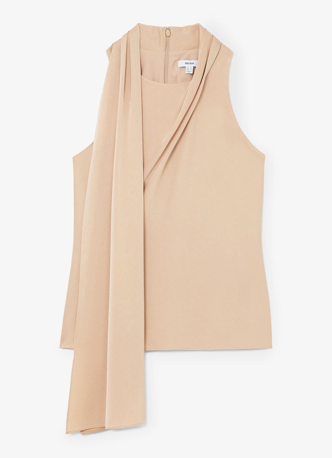 Reiss Taylor mouwloze top met sjaalkraag - voorkant 5 neutral / beige