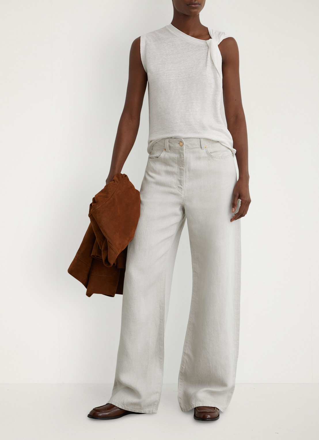 Reiss Taylor top van linnen - voorkant 2 wit