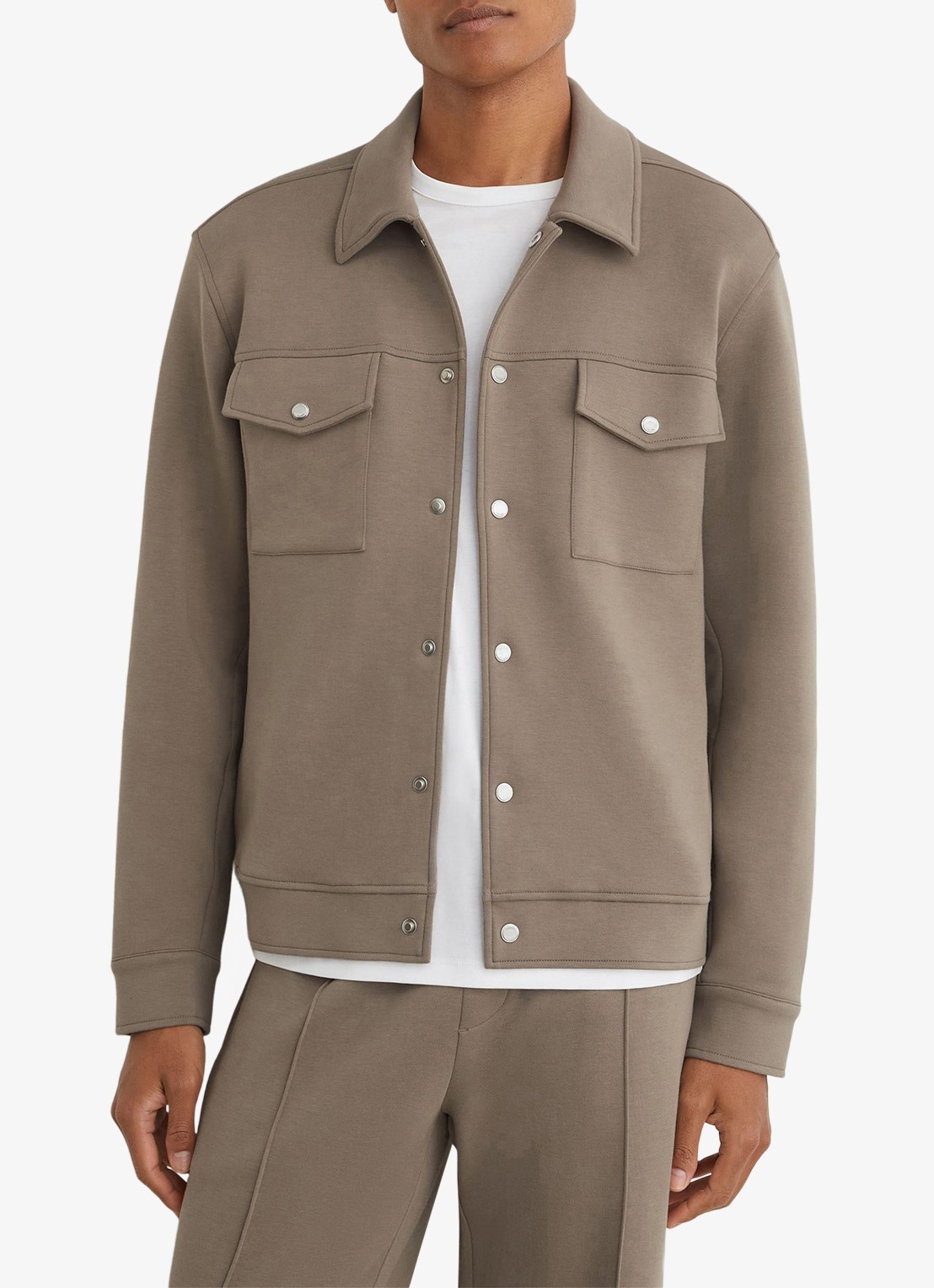 Reiss Thom regular fit overshirt met borstzak - detail 3 lichtbruin