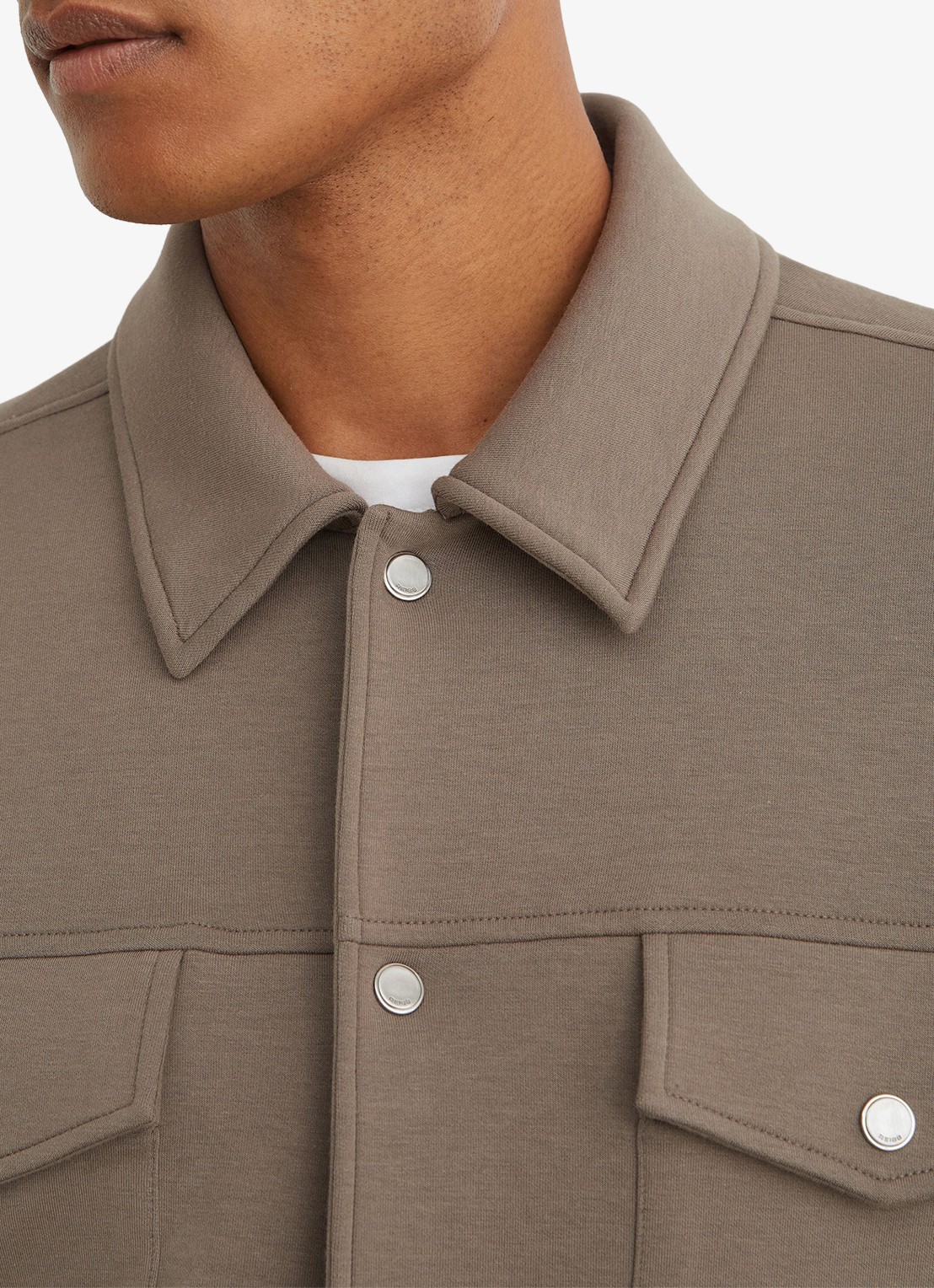 Reiss Thom regular fit overshirt met borstzak - detail 4 lichtbruin