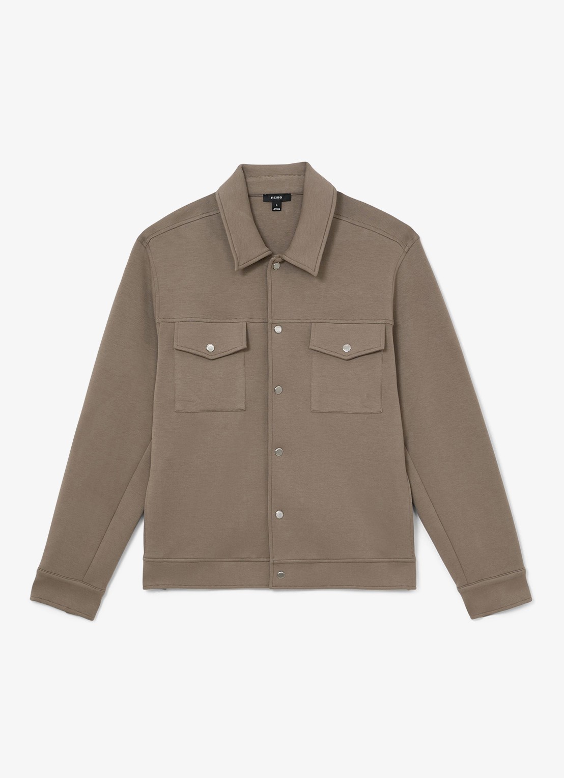 Reiss Thom regular fit overshirt met borstzak - voorkant 2 lichtbruin