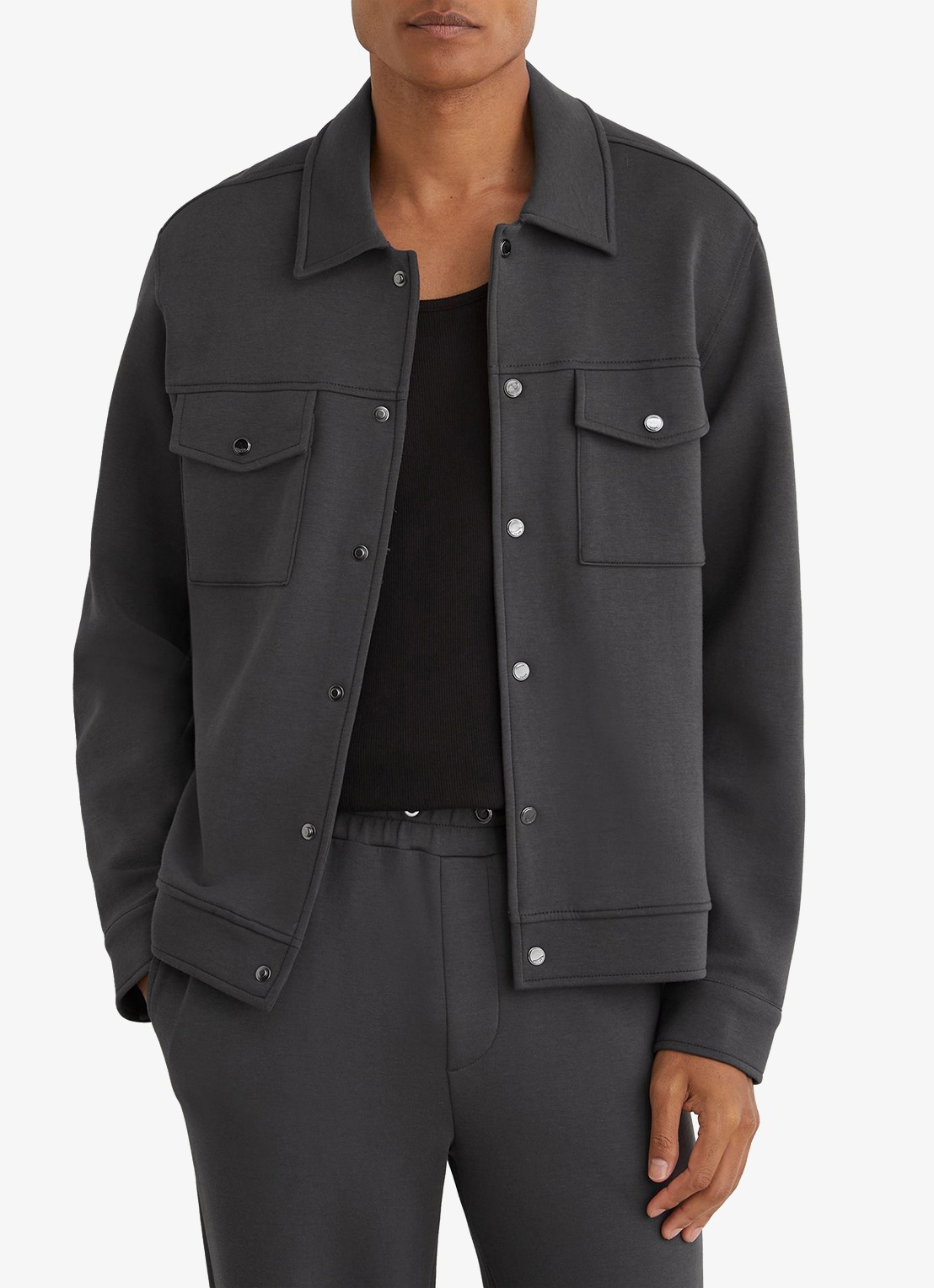 Reiss Thom regular fit overshirt met borstzak - detail 4 donkergrijs