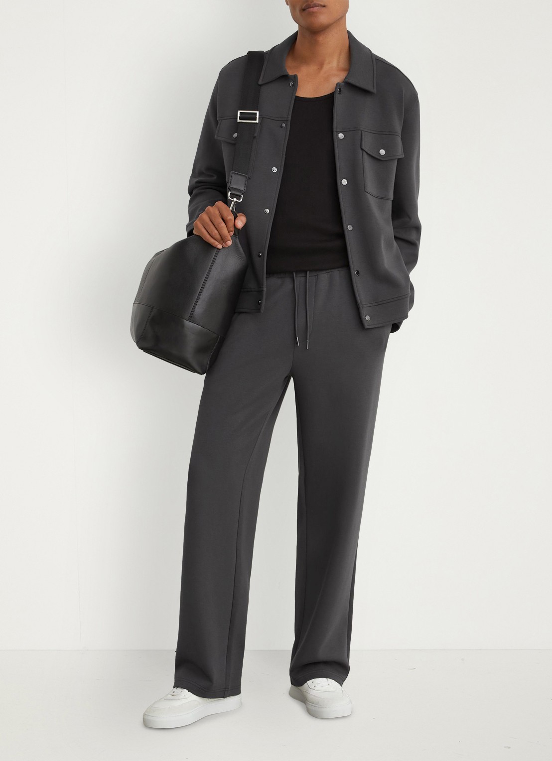 Reiss Thom regular fit overshirt met borstzak - voorkant 7 donkergrijs