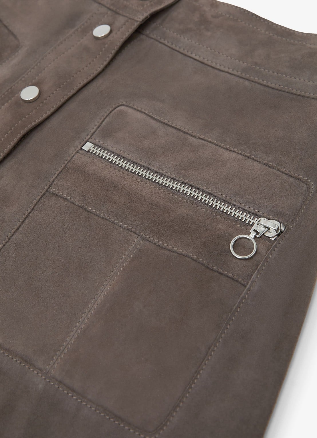 Reiss Tia minirok van geitensuède met ritszakken  - detail 6 dark grey / grijs