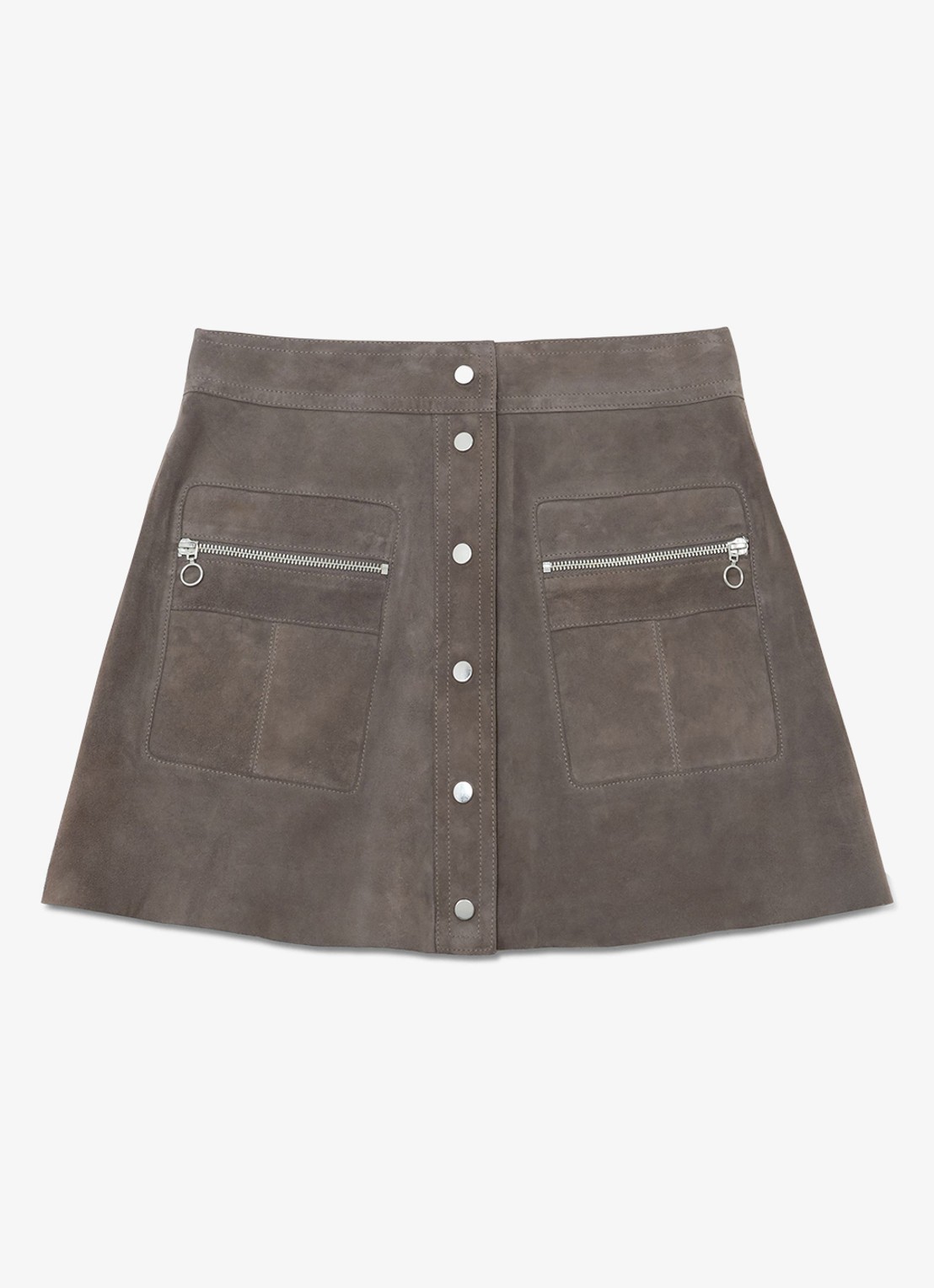 Reiss Tia minirok van geitensuède met ritszakken  - voorkant dark grey / grijs