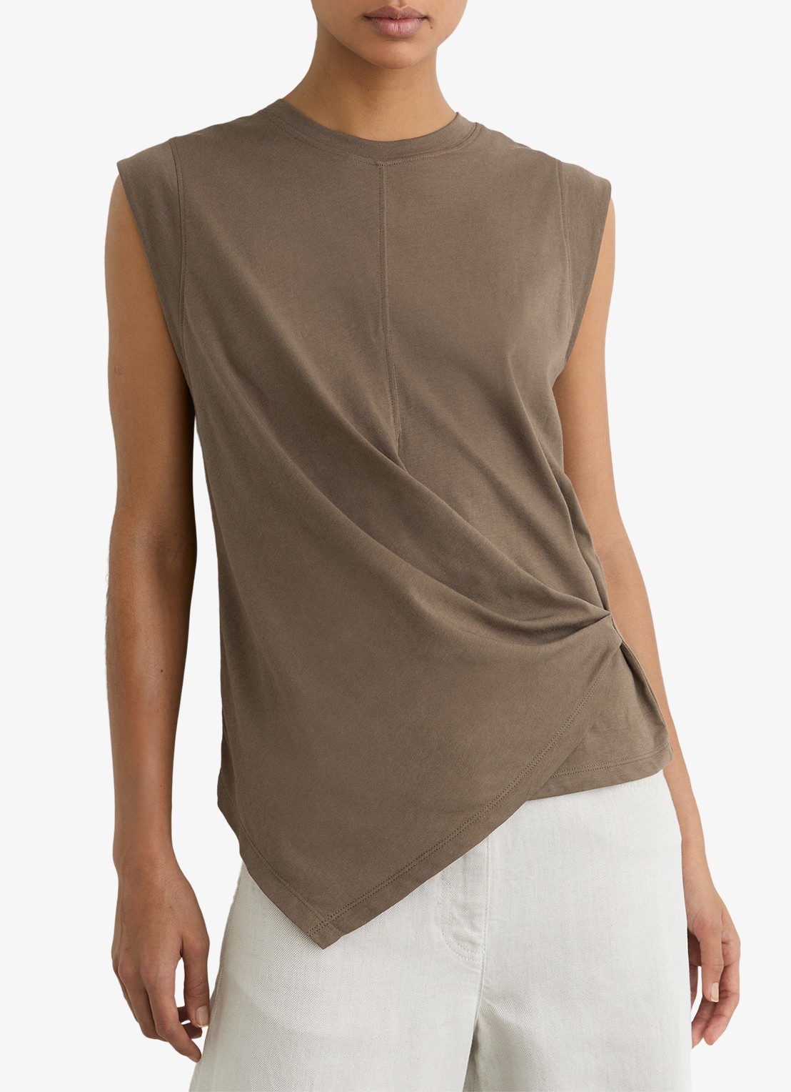 Reiss Tia top met gedrapeerd detail - detail 3 khaki
