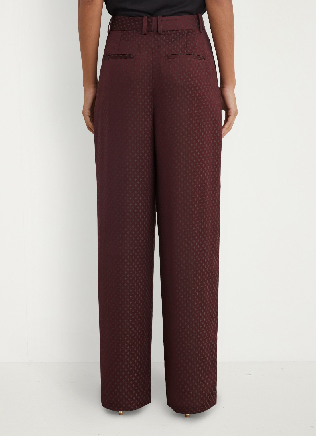 Reiss TILLY high waist wide fit pantalon met print  - achterkant 7 bordeauxrood
