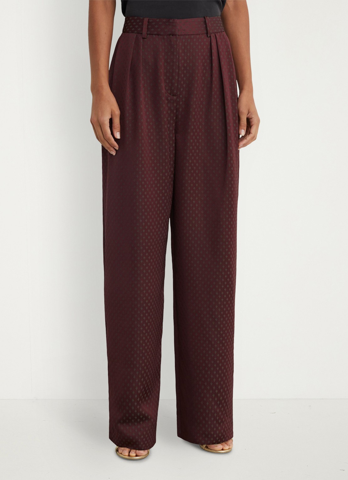 Reiss TILLY high waist wide fit pantalon met print  - detail 2 bordeauxrood