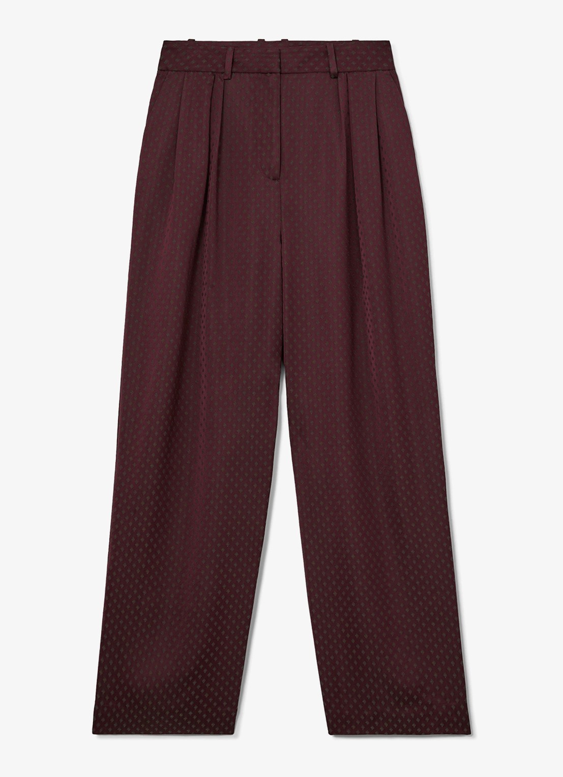 Reiss TILLY high waist wide fit pantalon met print  - voorkant bordeauxrood