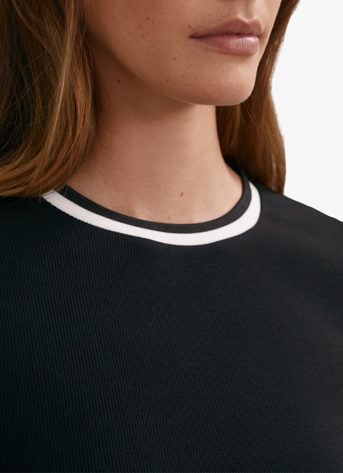 Reiss Tilly ribgebreide top met ronde hals - detail 4 zwart