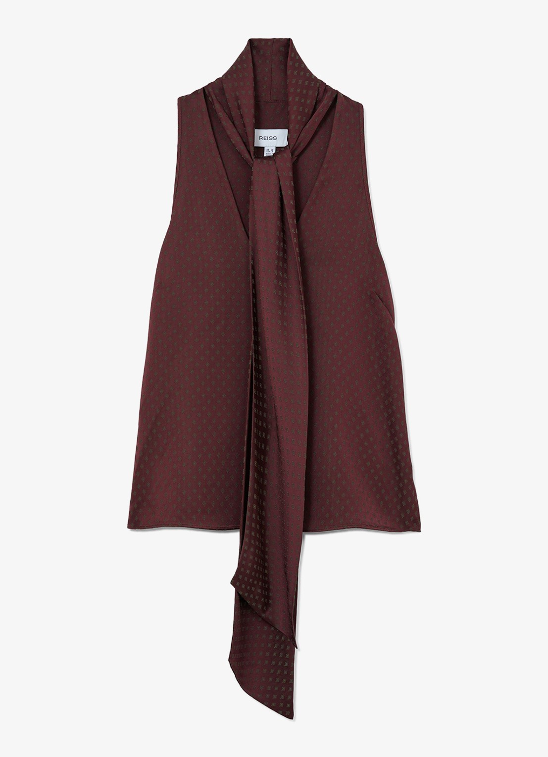 Reiss Tilly top met sjaalkraag - voorkant bordeauxrood
