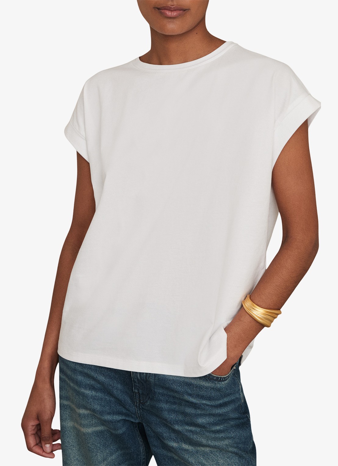 Reiss Tommie T-shirt met stretch - detail wit