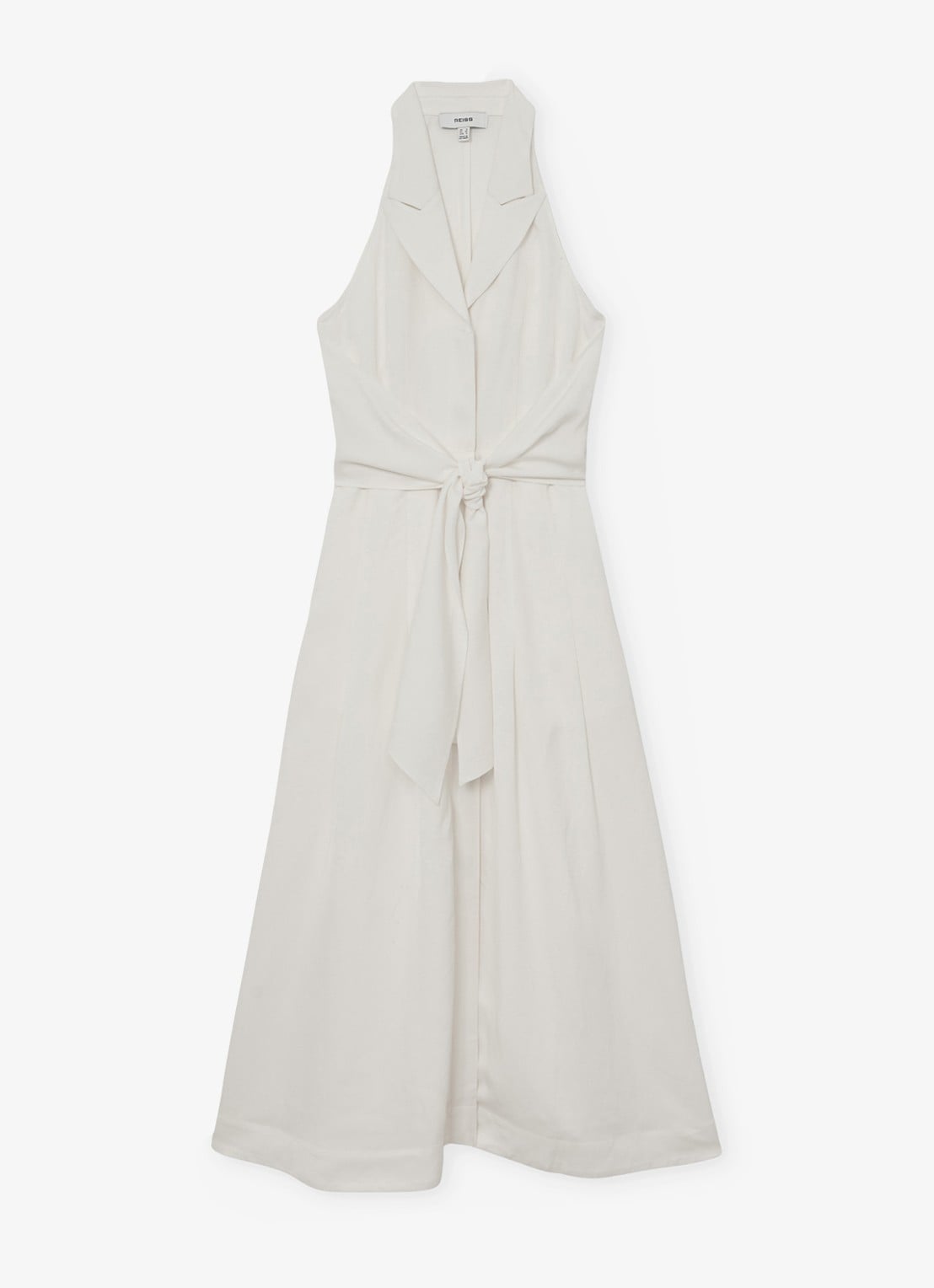 Reiss Tor midi jurk in linnenblend met steekzakken - voorkant wit