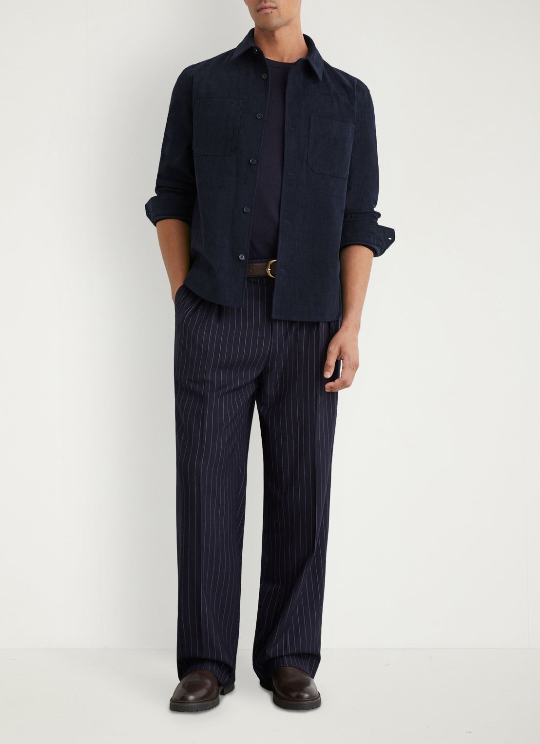 Reiss Townie overshirt van corduroy - voorkant 3 navy / blauw