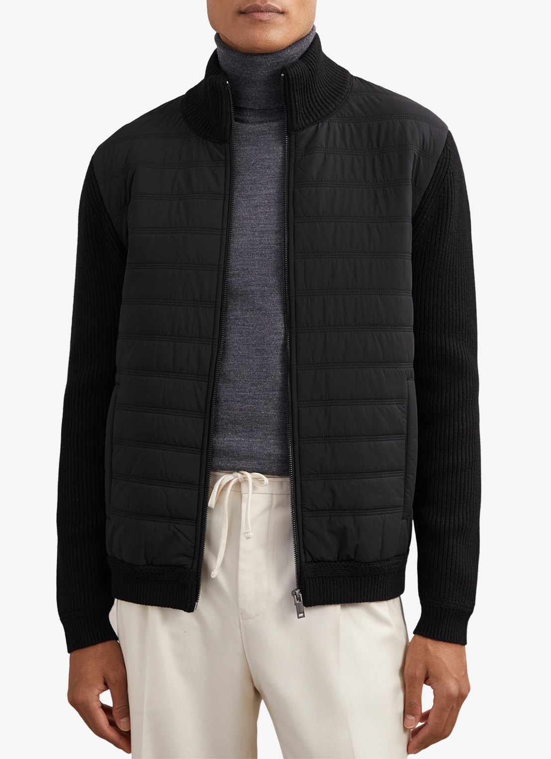 Reiss Townsend jack met quilt patroon - detail 4 black / zwart