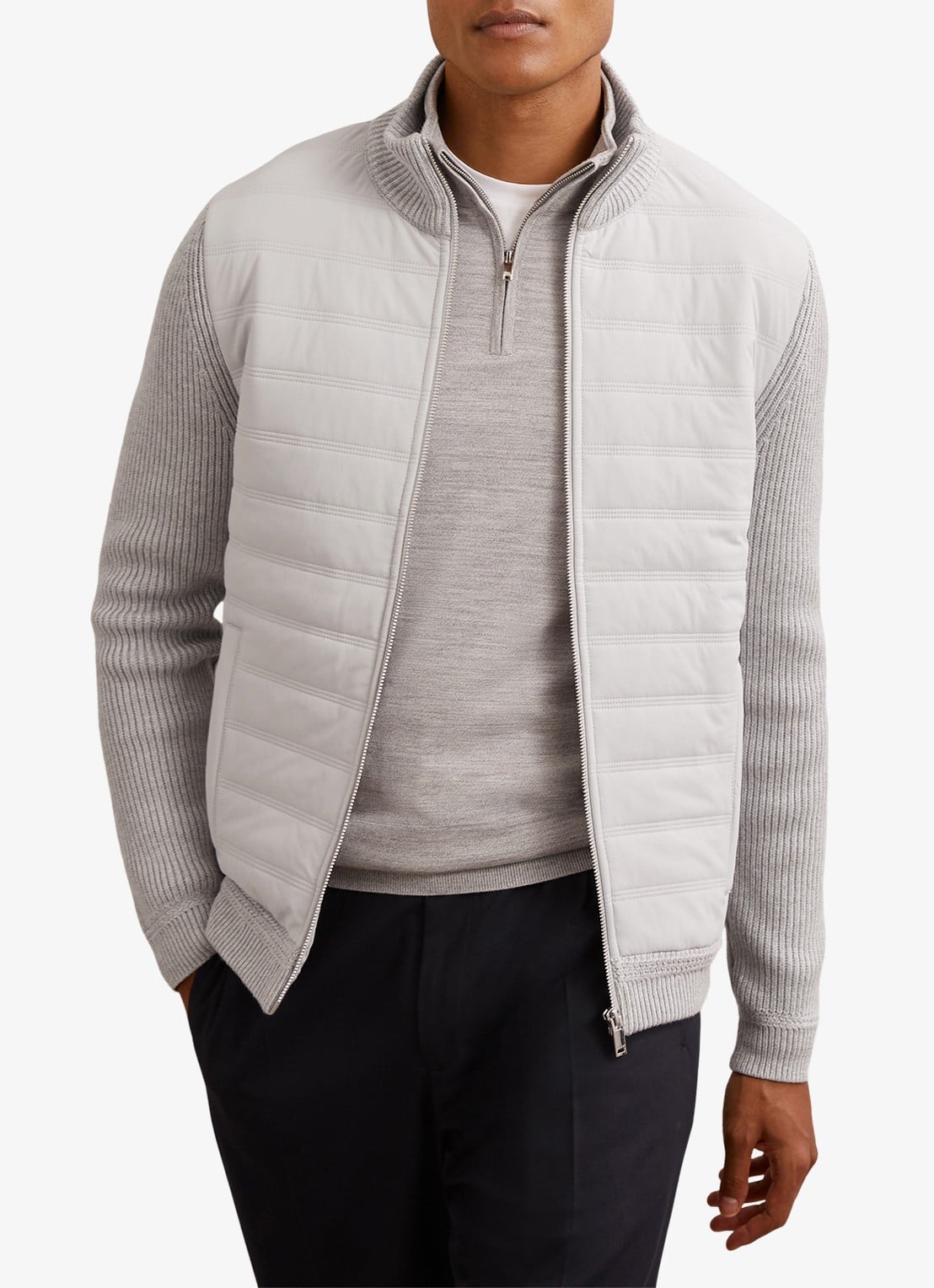 Reiss Townsend jack met quilt patroon - detail 4 soft grey / grijs