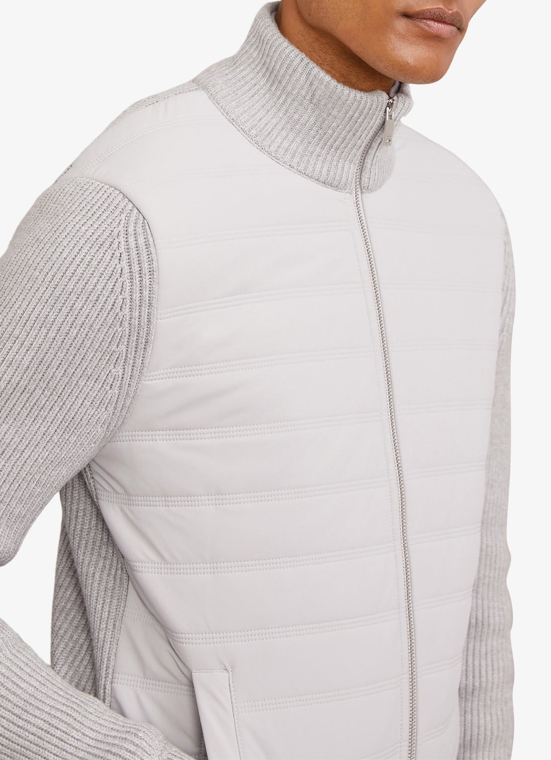 Reiss Townsend jack met quilt patroon - detail 5 soft grey / grijs
